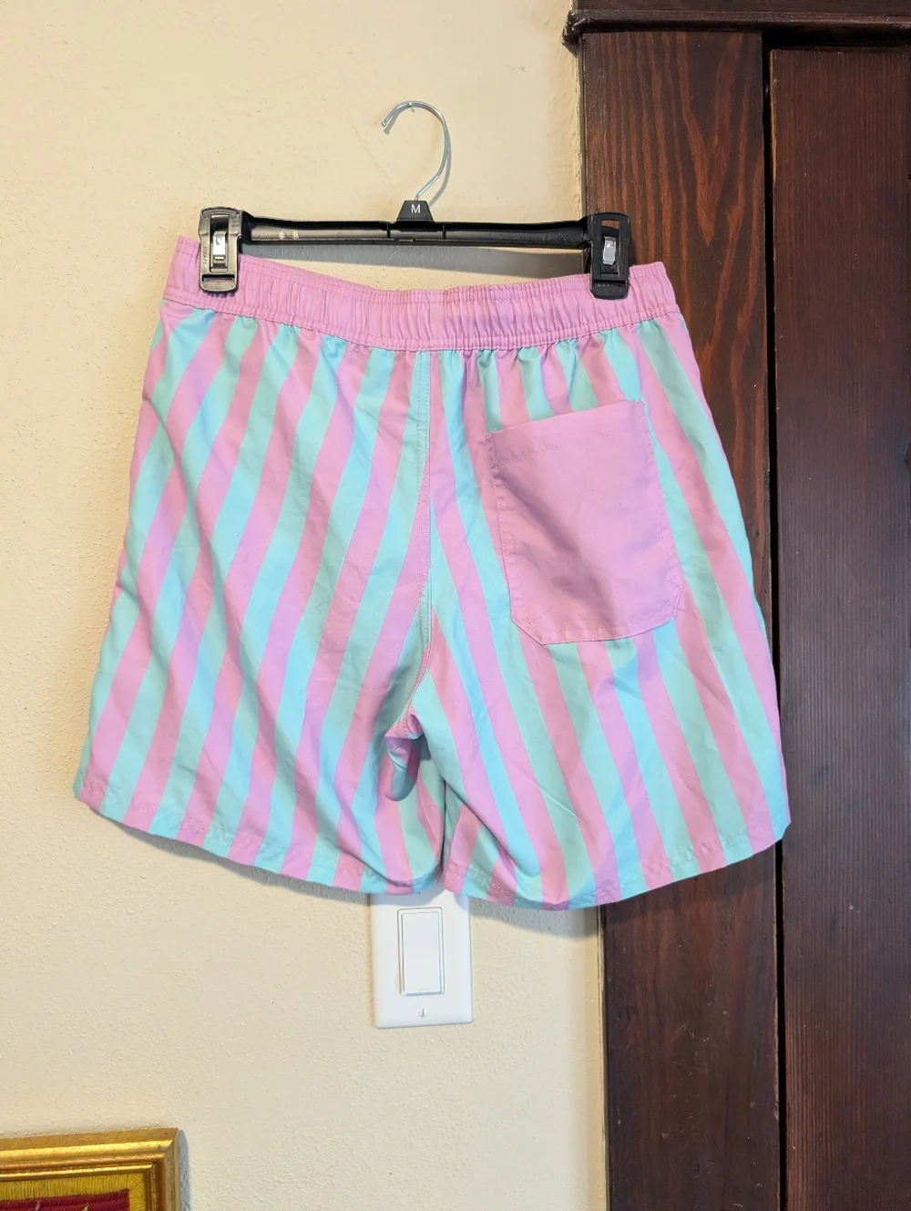Mad Engine Purple And‎ Blue Striped Swim Shorts